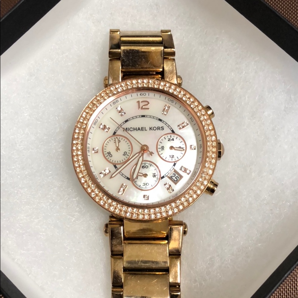 Michael Kors rose gold watch/mother of pearl face
